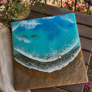 Turquoise Ocean Resin Art Wall Hanging